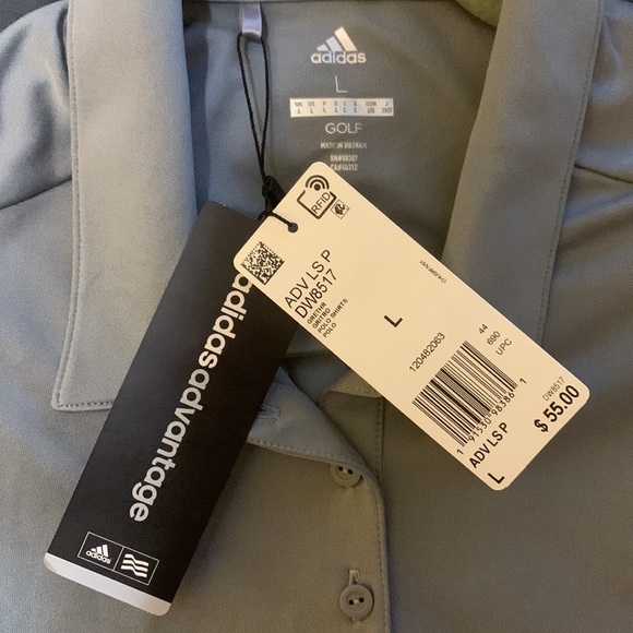 NWT Adidas Gray Golf Long Sleeve Polo Shirt Large - Picture 4 of 5